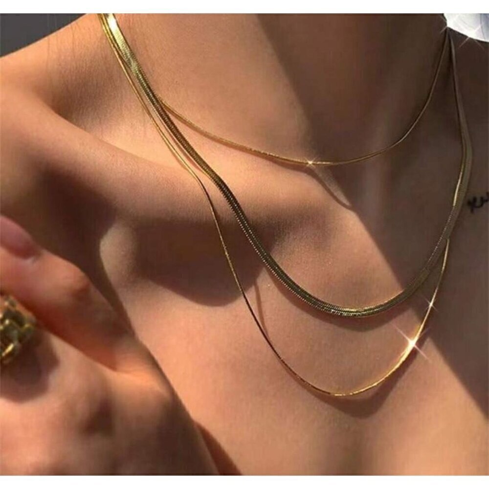 18k Gold Plated New Gold Color  Necklace Sets 3 Piece Set